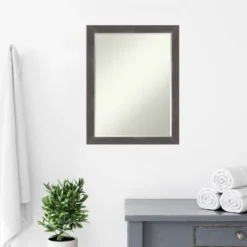 Amanti Art Woodridge Rustic Grey Petite Bevel Wood Bathroom Wall Mirror 27 X 21 In. -Bathroom Products Store GUEST 019a0e38 c99a 434a ac1a eece8ac14010