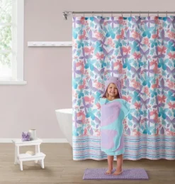Kate Aurora Montauk Accents Complete 5 Piece Juvi Butterfly Themed Fabric Shower Curtain Bathroom Set