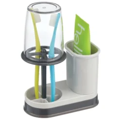 MDesign Toothpaste/Toothbrush Holder Stand Center, Rinse Cup/Cover -Bathroom Products Store GUEST 02ef2ab0 a983 4411 ad8e daacbe31843b