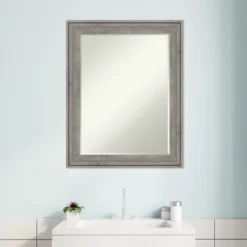 Amanti Art Regis Barnwood Grey Petite Bevel Wood Bathroom Wall Mirror 28.5 X 22.5 In. -Bathroom Products Store GUEST 03b042f6 1c2e 4132 a8fe b008b07d27bd