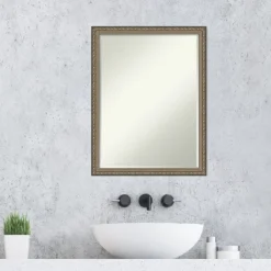 Amanti Art Parisian Silver Petite Bevel Wood Bathroom Wall Mirror 26 X 20 In. -Bathroom Products Store GUEST 043c224e 783f 48a6 97f9 5e9cfc8a75ea