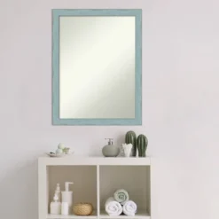 20" X 26" Non-Beveled Sky Blue Rustic Wood Bathroom Wall Mirror - Amanti Art -Bathroom Products Store GUEST 0474c6cd bd3b 4430 8629 5961b34a9736