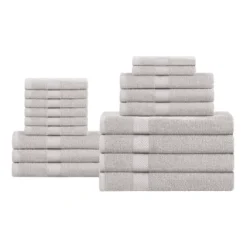 Eco-Friendly Absorbent Assorted 18-Piece Towel Set By Blue Nile Mills -Bathroom Products Store GUEST 04d3a2d9 54fa 4b50 8485 2f3d2a80cc73