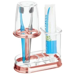 MDesign Toothpaste/Toothbrush Holder Stand Center, Rinse Cup/Cover -Bathroom Products Store GUEST 074f67d8 4c17 409b 85ac 1262177b5893