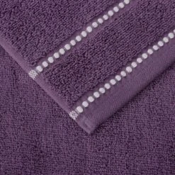 6pc Luxury Cotton Bath Towel Set Purple/White - Hastings Home -Bathroom Products Store GUEST 0829cae0 32f7 49bb 8c33 99f222d40778