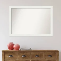 40" X 28" Non-Beveled Vanity White Narrow Bathroom Wall Mirror - Amanti Art -Bathroom Products Store GUEST 085eef46 9050 4764 9f83 c156945ff1fc