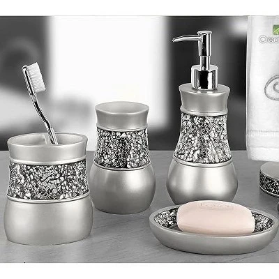 Creative Scents Gray Bathroom Silver Mosaic Glass Accessories Set Creative Scents Gray Bathroom Silver Mosaic Glass Accessories Set -Bathroom Products Store GUEST 09ecdd55 12a1 4b2e b423 639a976d9eb9