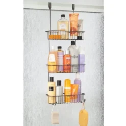MDesign Metal Over Shower Door Caddy, Bathroom Storage Organizer