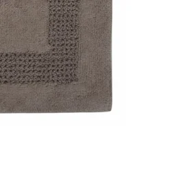 Classic Racetrack Cotton Bath Rug 20" X 30" Stone By Perthshire Platinum Collection