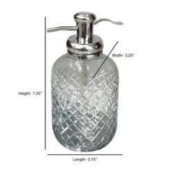 Set Of 3 Emory Glass & Chrome Soap Pump & Q-tip Jar Set With Vanity Tray Metallic Silver - Nu Steel -Bathroom Products Store GUEST 0e3a4e75 dc6e 4e09 b8a9 8bf706d810bb