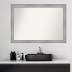 40" X 28" Non-Beveled Flair Bathroom Wall Mirror Polished Nickel - Amanti Art -Bathroom Products Store GUEST 11300607 9b63 41b2 939d 275c0aca0606