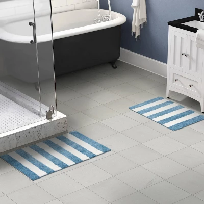 2pc Striped Washable Bathroom Rug Set Basin Blue/White - Garland Rug 2pc Striped Washable Bathroom Rug Set Basin Blue/White - Garland Rug -Bathroom Products Store GUEST 121dcb8b c678 4538 87e7 ef6045ad8f58