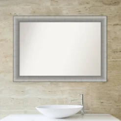 41" X 29" Non-Beveled Elegant Bathroom Wall Mirror Brushed Pewter - Amanti Art -Bathroom Products Store GUEST 124b341d 02e0 4ba0 a094 7117768ecb61