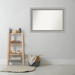 41" X 29" Non-Beveled Elegant Bathroom Wall Mirror Brushed Pewter - Amanti Art -Bathroom Products Store GUEST 138408fa edd1 4fcb 8c67 7e5288647a73