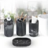 4pc Marble Resin Marble Effect Bath Accessory Set Black - KRALIX -Bathroom Products Store GUEST 149ed5d9 35b1 4520 aac0 94a847cf260c