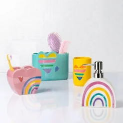 3pc Rainbow Hearts Bathroom Accessories Set - Allure Home Creations -Bathroom Products Store GUEST 14ec4420 f75f 4755 bafd 4b16e3f3226c