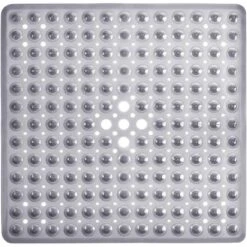 Tranquil Beauty 21" X 21" Clear Gray Square Non-Slip Shower And Bath Mats With Suction Cups Ideal For Kids & Elderly