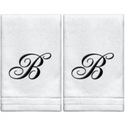 Creative Scents Set Of 2 White Fingertip Monogrammed Towels, Black Embroidered 9 Creative Scents Set Of 2 White Fingertip Monogrammed Towels, Black Embroidered -Bathroom Products Store GUEST 1b041aea ad23 43d2 8a7e cb2c25560996