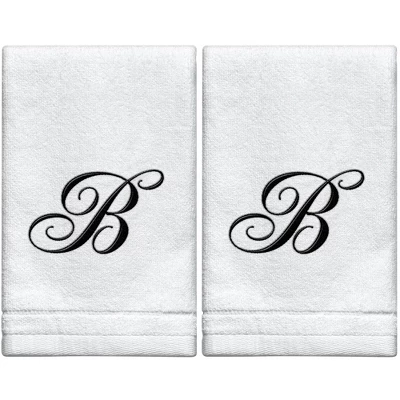 Creative Scents Set of 2 White Fingertip Monogrammed Towels, Black Embroidered Creative Scents Set Of 2 White Fingertip Monogrammed Towels, Black Embroidered -Bathroom Products Store GUEST 1b041aea ad23 43d2 8a7e cb2c25560996