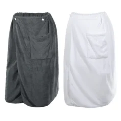 Unique Bargains Men's Bath Wrap Towel For Shower Spa Adjustable Robes With Hair Dry Cap White Gray 2 Pcs -Bathroom Products Store GUEST 1b6db529 6175 425d 8c67 1ed35a1b654b