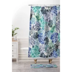 Ninola Design Tropical Jungle Leaves Memory Foam Bath Mat Blue - Deny Designs -Bathroom Products Store GUEST 22fd586a dd11 4956 b80f 6dc5b2a50eaa
