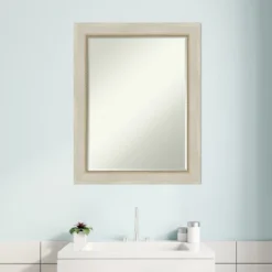 Amanti Art Parthenon Cream Petite Bevel Wood Bathroom Wall Mirror 28.25 X 22.25 In. -Bathroom Products Store GUEST 28eef94b 5f64 462d bb81 9fca095f4d76