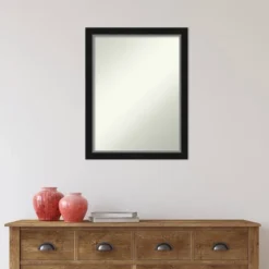 21" X 27" Non-Beveled Eva Narrow Bathroom Wall Mirror Black - Amanti Art -Bathroom Products Store GUEST 29d4f1e7 591d 41d3 9995 9271d3046521