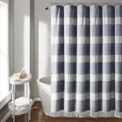 Tucker Stripe Yarn Dyed Cotton Knotted Tassel Shower Curtain - Lush Décor -Bathroom Products Store GUEST 2ba048f7 c6fb 4af3 8c7c 63bca5d34d19