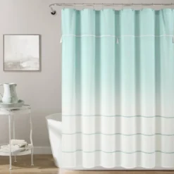 Ombre Embroidery Tassel Yarn Dyed Cotton Shower Curtain - Lush Décor -Bathroom Products Store GUEST 2d9d93db 319b 4f9b ad33 1a2cd43674d1