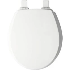 Kendall Never Loosens Round Enameled Wood Toilet Seat With Easy Clean And Slow Close Hinge White - Mayfair By Bemis
