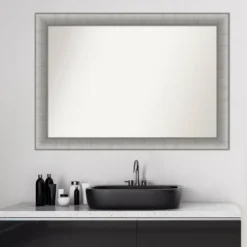 41" X 29" Non-Beveled Elegant Bathroom Wall Mirror Brushed Pewter - Amanti Art -Bathroom Products Store GUEST 327b54fc f3d6 4bfe 8a42 e5e00ebd113b