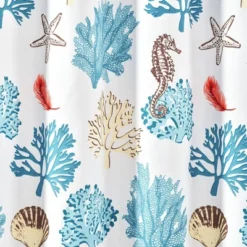 Single Reef Feather Shower Curtain Blue/Coral - Lush Décor -Bathroom Products Store GUEST 36182830 c983 45b4 820d a74d7bc13c83