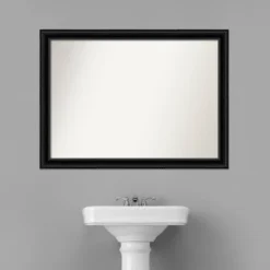 42" X 31" Non-Beveled Corded Bathroom Wall Mirror Black - Amanti Art -Bathroom Products Store GUEST 372f7ad2 25c6 4883 bc23 91183ae62837