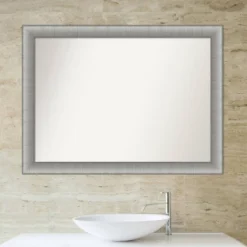 43" X 32" Non-Beveled Elegant Bathroom Wall Mirror Brushed Pewter - Amanti Art -Bathroom Products Store GUEST 38689c06 465e 4bf2 910c 9ce50d94fc73