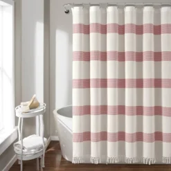 Tucker Stripe Yarn Dyed Cotton Knotted Tassel Shower Curtain - Lush Décor -Bathroom Products Store GUEST 39b05a23 893a 48a8 b52e 43b67ee604cd