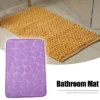 Unique Bargains Bathroom Rugs Polyester Bath Mat Machine Washable Purple Cobblestone Pattern 23.62"x15.75"