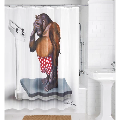 Weight Watcher Monkey Shower Curtain White/Brown - Allure Home Creations Weight Watcher Monkey Shower Curtain White/Brown - Allure Home Creations -Bathroom Products Store GUEST 3a15493f 03fa 4a73 b7d5 b79a1da50fbd