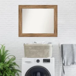 34" X 28" Non-Beveled Owl Wood Bathroom Wall Mirror Brown - Amanti Art -Bathroom Products Store GUEST 3ab73aea b67b 45f8 ab91 eb5956b1411a