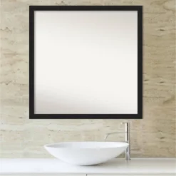 28" X 28" Non-Beveled Grace Narrow Bathroom Wall Mirror Brushed Metallic Black - Amanti Art -Bathroom Products Store GUEST 3b2f9bd0 7a47 4a05 b029 8a8adb43bb6c