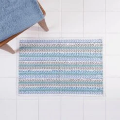 Striped Bath Rug Cool - Allure Home Creations
