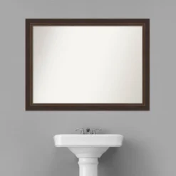 43" X 32" Non-Beveled Lara Wood Bathroom Wall Mirror Bronze - Amanti Art -Bathroom Products Store GUEST 3c6ffc0a 9046 4647 ad13 e6dd6c6b0595