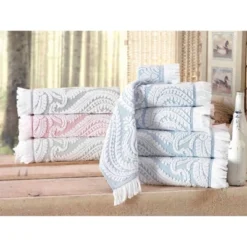 8pc Laina Turkish Cotton Hand Towel Set Pink - Enchante Home