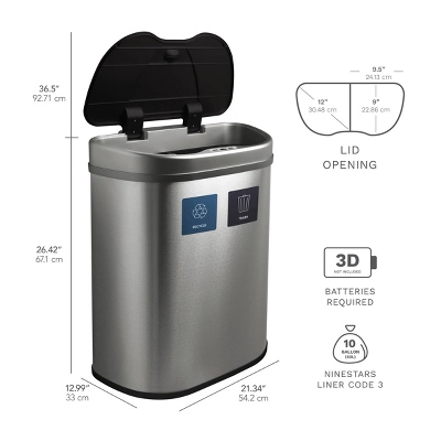 Nine Stars 18.5gal Motion Sensor D-Shape Stainless Steel Recycling Trash Can Nine Stars 18.5gal Motion Sensor D-Shape Stainless Steel Recycling Trash Can -Bathroom Products Store GUEST 3ef073a2 7412 4e58 86bc 3df76e17dd2e