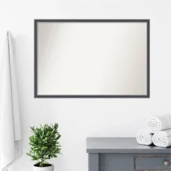 38" X 26" Non-Beveled Eva Thin Bathroom Wall Mirror Black - Amanti Art -Bathroom Products Store GUEST 404b6038 ce7f 4755 a633 7cca1f0fd266