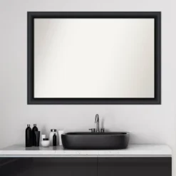 40" X 28" Non-Beveled Nero Wood Bathroom Wall Mirror Black - Amanti Art -Bathroom Products Store GUEST 40dfd9f4 b7f6 438c be7e 8fa3dfb8ad4b