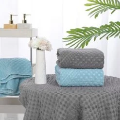 PiccoCasa 100% Cotton Texture Bath Towels Soft And Thick Absorbent Jacquard Towels 2 Pcs -Bathroom Products Store GUEST 441cf5b7 5129 481b 8aa6 104f957ac1ba