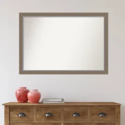 39" X 27" Non-Beveled Eva Narrow Bathroom Wall Mirror Brown - Amanti Art -Bathroom Products Store GUEST 44cfb20e f978 4dec 9422 6a8532c2b592