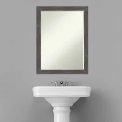 Amanti Art Woodridge Rustic Grey Petite Bevel Wood Bathroom Wall Mirror 27 X 21 In. -Bathroom Products Store GUEST 450a9ffd 756a 4a25 b6e7 7070e6e9aa50