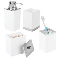 MDesign 4 Piece Plastic Bathroom Vanity Countertop Accessory Set -Bathroom Products Store GUEST 4751da25 6f9f 497a aabc c8561d6b79c3