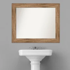 34" X 28" Non-Beveled Owl Wood Bathroom Wall Mirror Brown - Amanti Art -Bathroom Products Store GUEST 499cf15d 8d2f 4fa5 8528 a99243bf8663